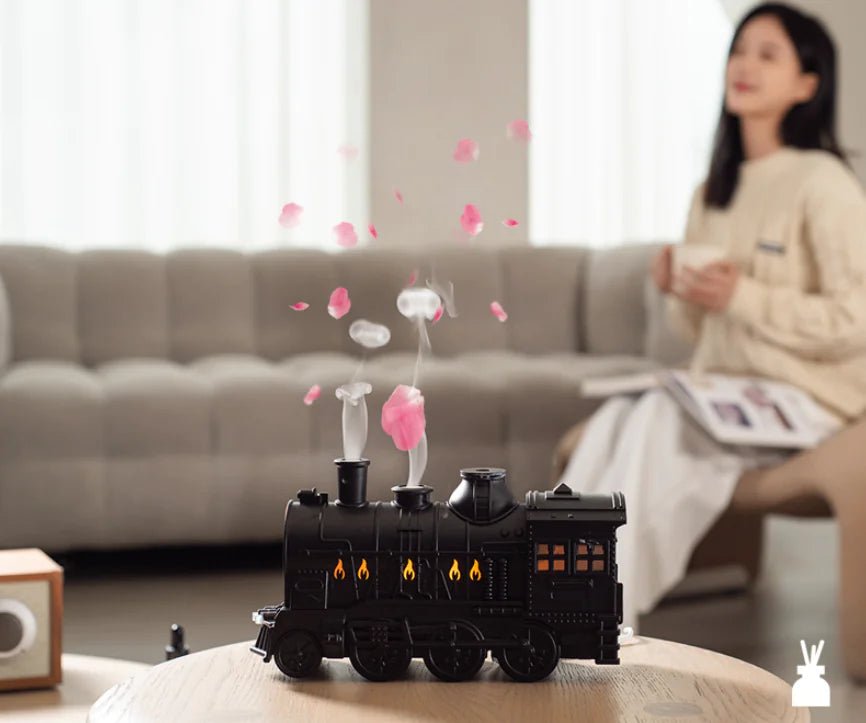 Vintage Locomotive Essential Oil Diffuser with LED Mood Lighting