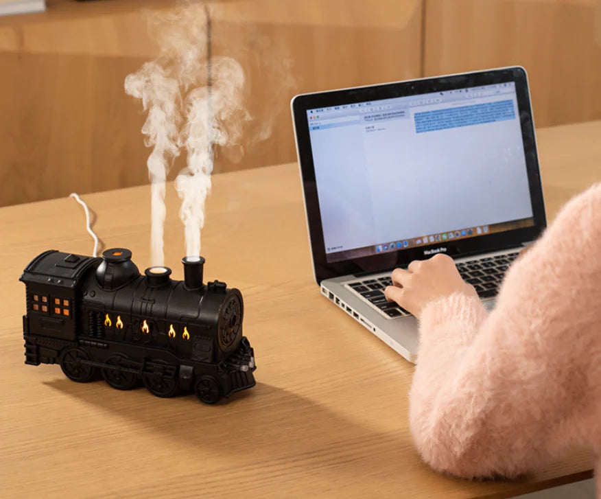 Vintage Locomotive Essential Oil Diffuser with LED Mood Lighting
